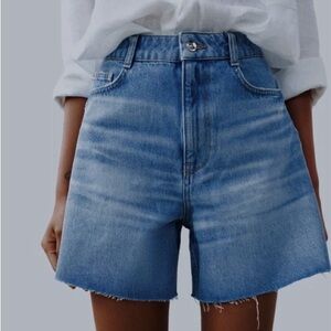 Zara High Waisted Hi-Rise Denim Jean Shorts